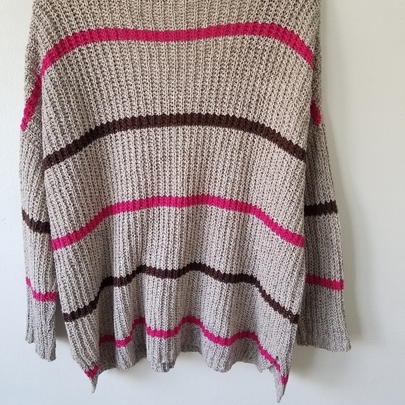 Free People Complete in Stripes Slouchy Longsleeve Pull-over Sweater M - Picture 8 of 11